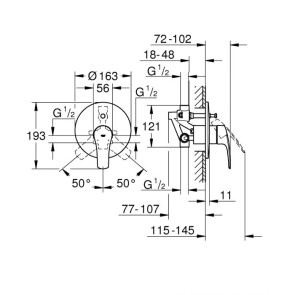 Змішувач прихованого монтажу на 2 споживача Grohe Eurosmart New 33305003 №4