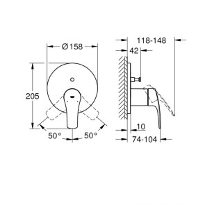 Смеситель скрытого монтажа на 2 потребителя Grohe Eurosmart New 24043003 №5