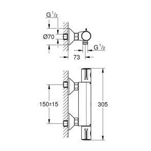 Комплект змішувачів для ванної кімнати з термостатом Grohe BauEdge New UA34105TS0 №2