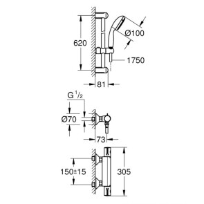 Комплект змішувачів для ванної кімнати з термостатом Grohe BauEdge New UA34105TS0 №4