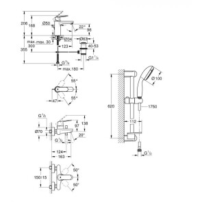 Комплект змішувачів для ванної кімнати Grohe Eurosmart Cosmopolitan UA126112M0 №3