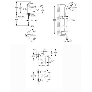 Комплект смесителей для ванной комнаты Grohe Eurosmart New UA123246M0 №7