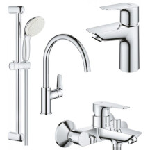 Комплект змішувачів для ванної кімнати і кухні Grohe BauEdge New UA123218K0