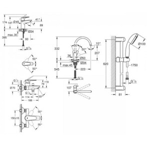 Комплект смесителей для ванной комнаты и кухни Grohe BauEdge New UA123218K0 №6