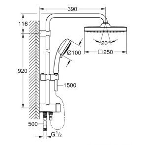 Душевая система Grohe Tempesta Cosmopolitan System 250 Cube Flex 26694000 №4