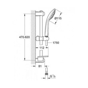 Душевой гарнитур со штангой, 1 режим струи Grohe Euphoria 27266001 №4