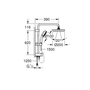 Душова система з перемикачем Grohe New Tempesta System 27389002 №2