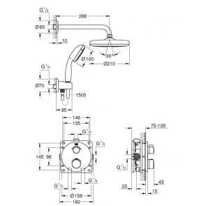 Душевая система скрытого монтажа с термостатом Grohe Grohtherm Convent. Concealed 34727000 №2