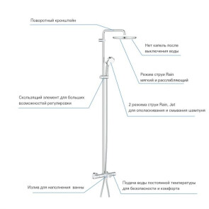 Душова система з термостатом для ванни Grohe New Tempesta Cosmop. System 26672000 №3