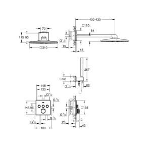 Душевая система скрытого монтажа с термостатом Grohe Grohtherm SmartControl 34804000 №2