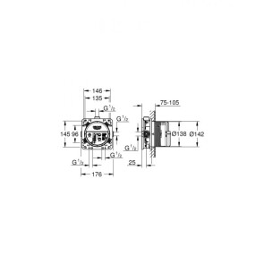 Душова система прихованого монтажу зі змішувачем Grohe Eurocube UA2406200L №3