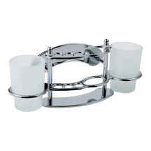 Склянка подвійна для ванної кімнати Kroner KRM Rizze - ACC311 з тримачем зубних щіток