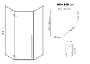 Душова Кабіна DIAMOND Золото 100x100 REA-K6616 №6