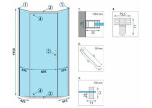 Душевая Кабина Rea Axin 90x90 + Душевой Поддон REA Черный 90x90 KPL-K8779-8543 №4