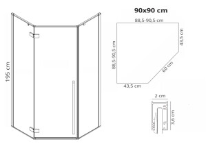 Душова Кабіна REA Чорний Мат 90x90 REA-K5622 №8