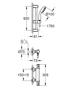 Термостат для душу із душовим гарнітуром Grohe Grohtherm 800 34566001 №5