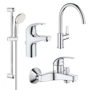 Комплект змішувачів для ванної кімнати і кухні Grohe BauCurve UA122218K0 №1