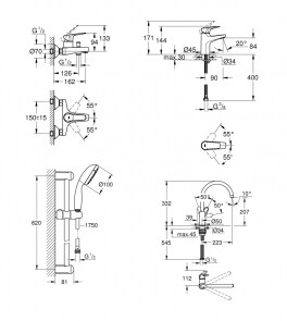 Комплект смесителей для ванной комнаты Grohe BauFlow UA121630S0 №2