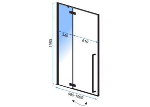 Душові Двері REA FARGO 100 Чорний Мат REA-K6330 №4