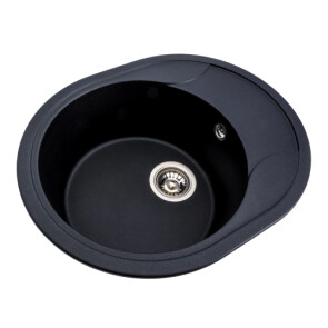 Гранітна мийка для кухні PLATINUM 5847 ONYX матова чорний металік №2