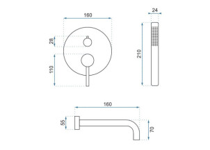 Смеситель для Душа Rea Lungo Золото Мат + Box REA-B7503 №8