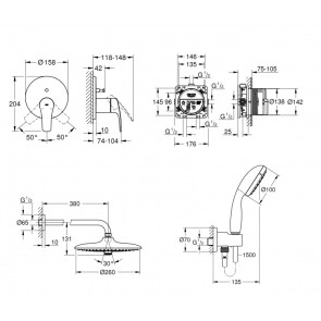 Душова система прихованого монтажу зі змішувачем Grohe Grohtherm SmartControl UA34614SC4 №6