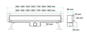 Трап стенной сливной из нержавеющей стали Fala BRICK 70X4X5 см №5