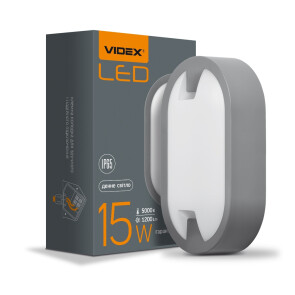 LED світильник IP65 овальний VIDEX 15W 5000K сірий №1