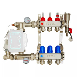 Комплект коллектора с расходомерами ITAL UHW-A03, нержавеющая сталь, подкл. прямое №1
