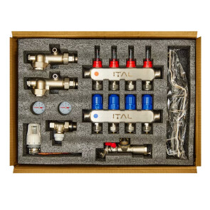 Комплект коллектора с расходомерами ITAL UHW-A04, нержавеющая сталь, подкл. прямое №2