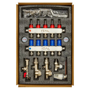 Комплект коллектора с расходомерами ITAL UHW-A05, нержавеющая сталь, подкл. прямое №2