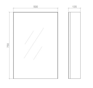 Дзеркальна шафа "Панорама" 50см економ Права 750х500х135 №5