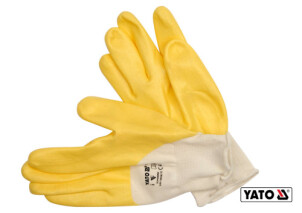 Перчатки рабочие трикотажные покрытые нейлоном, желтые YATO размер 10 №1