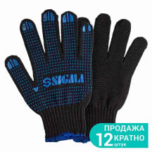 Перчатки трикотажные с ПВХ точкой р10 Оптима (черные) SIGMA