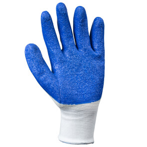 Перчатки трикотажные с частичным латексным покрытием кринкл р9 (синие манжет) SIGMA №2