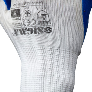 Перчатки трикотажные с частичным латексным покрытием кринкл р9 (синие манжет) SIGMA №5