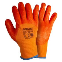 Перчатки трикотажные с частичным ПВХ покрытием утепленные р10 (оранж манжет) SIGMA