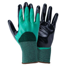 Перчатки трикотажные с двойным нитриловым покрытием р9 (зелено-черные манжет) SIGMA