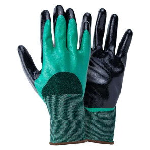 Перчатки трикотажные с двойным нитриловым покрытием р9 (зелено-черные манжет) SIGMA №1