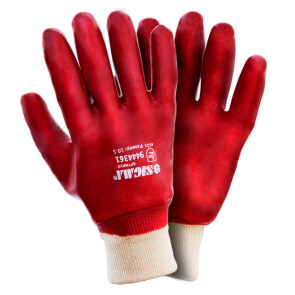 Перчатки трикотажные с ПВХ покрытием (красные манжет) SIGMA №1