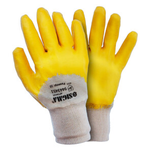 Рукавички трикотажні з нітрилові покриттям (жовті) 120 пар SIGMA №1