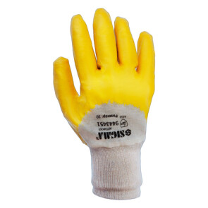 Перчатки трикотажные с нитриловым покрытием (желтые) 120 пар SIGMA №2