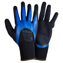 Перчатки трикотажные с двойным нитриловым покрытием р10 (сине-черные манжет) SIGMA