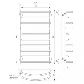 Полотенцесушитель Laris Евромикс П10 500 х 900 6/п 1/2" мц 800 №2