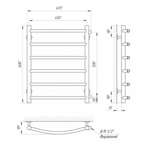 Рушникосушарка Laris Класик П6 450 х 600 6/п 1/2" мц 500 №2