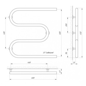 Полотенцесушитель Laris Змеевик 32 PC3 600 x 600 1" №5