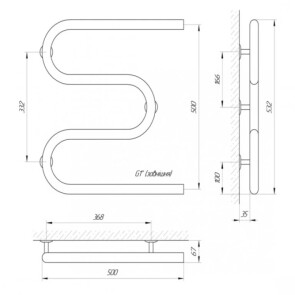 Полотенцесушитель Laris Змеевик 32 PC3 500 x 500 1" №2