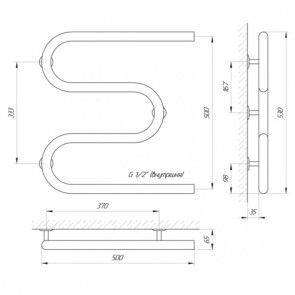 Полотенцесушитель Laris Змеевик 30 PC3 500 x 500 1/2" №3