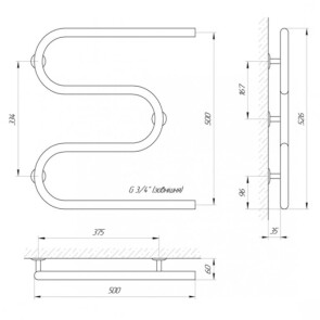 Рушникосушарка Laris Змійовик 25 PC3 500 x 500 3/4" №4