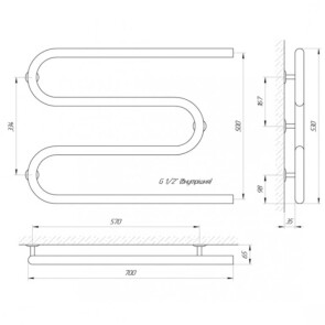 Рушникосушарка Laris Змійовик 30 PC3 700 x 500 1/2" №4